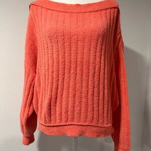 Free People Off-the-Shoulder Coral Sweater